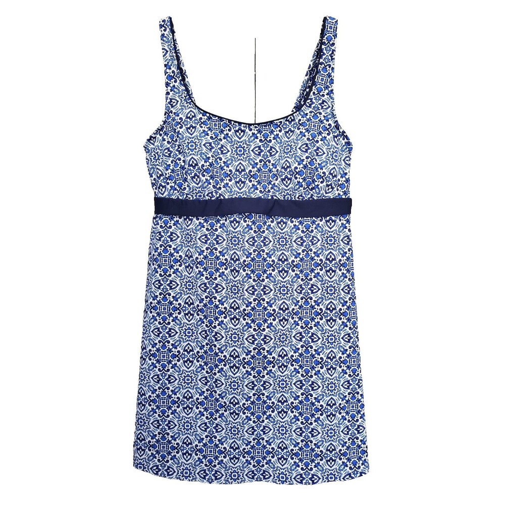 Lands' End Blue Mosaic Print Underwired Swim Dress (no bottom) Size 14L